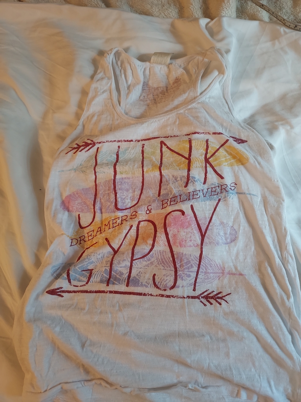 Junk Gypsy White Graphic Tank Top - Dreamers & Believers